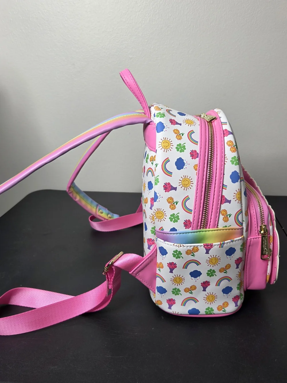 Loungefly Care Bears Stare Rainbow White & Pink Mini Backpack